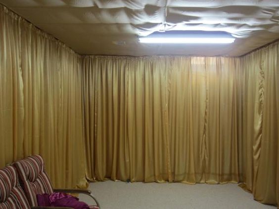 unfinished basement ceiling fabric